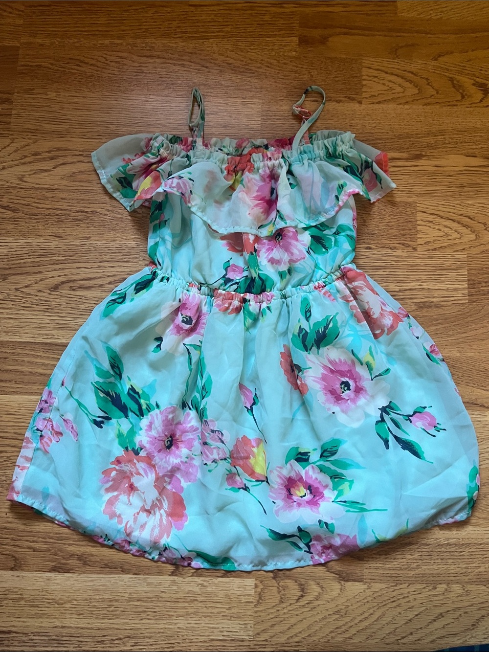 â¤ď¸ 4 / $25 â¤ď¸ Children's Place Mint Floral Off-Shoulder Dress with Blooms size 5